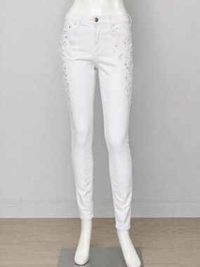 Twin-Set White Embroidered Waist Jeans